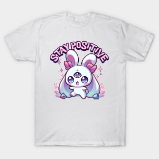 Stay Positive Three Eyed Moon Bunny T-Shirt